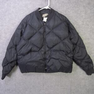 Golden Bear Jacket Mens Large Black Quilted Puffer Bomber Nylon Winter Zip Up